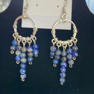 😀 EARRINGS Women’s 3-1/2” NWOT Hand Crafted Myself  2022 Lapis Lazuli Beauties